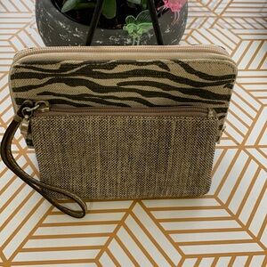 Loft Zebra Linen Wallet NWT bundled with a Used Loft Linen Wristlet